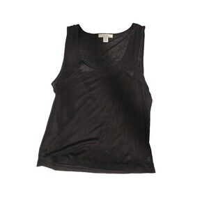 Intuitions Womens Large Black Sleeveless Tank Top NWT Sheer Layering Top
